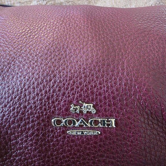 Coach Carrie Pebbled Leather Chain Crossbody Shoulder Bag Fuchsia Bordeaux - Picture 8 of 16